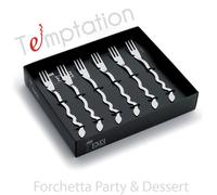 Forchettine party 6 pezzi Temptation in acciaio inox 1810 lucidato a specchio spessore 2 mm inox lucido