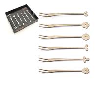 Forchettine Party Cadeau Rosé 127 mm 6 pezzi assortiti finitura brunito oro lucido in confezione EME vetrina oro