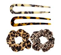 Forcina A Forma Di U Da 2 Pezzi, Anello Per Capelli Con Stampa Leopardata Da 2 Pezzi, Copricapo Da Donna, Porta Acconciatura, Forcina In Acrilico, Bigodino Per Capelli