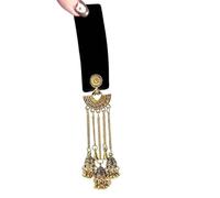 Forcina a forma di ventaglio in metallo con nappa d'oro, accessori per capelli in oro nero classico etnico.