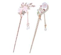 Forcina cinese, accessori for capelli cinesi Forcina for fiori, 2 bastoncini for capelli con nappa, bastoncino for capelli con fiore di perle Bacchette cinesi for capelli Nappa lunga vintage