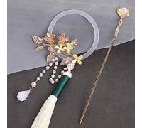 Forcina cinese, bastoncini for capelli, forcine for capelli in stile antico cinese Bastoncini for capelli in metallo Forchette Fiore Nappa Perle Copricapo for le donne Copricapo Hanfu Come copricapo d