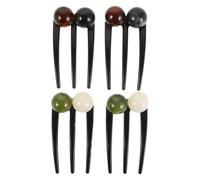 Forcina Cinese per Chioma a Tre Denti Verde in Plastica 4 Pezzi | Stile Vintage e Moderno, Accenti a Perla Rotonda, Adatta a Chioma Spessi o Fini