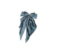 Forcina con fiocco in nastro grande in raso, forcina in tinta unita, accessori for capelli(Blue gray)