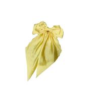 Forcina con fiocco in nastro grande in raso, forcina in tinta unita, accessori for capelli(Bright Yellow)