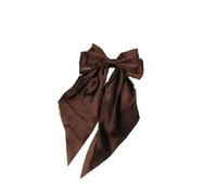Forcina con fiocco in nastro grande in raso, forcina in tinta unita, accessori for capelli(Dark Brown)