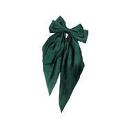 Forcina con fiocco in nastro grande in raso, forcina in tinta unita, accessori for capelli(Dark Green)