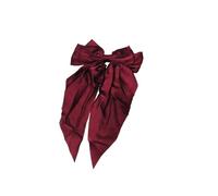 Forcina con fiocco in nastro grande in raso, forcina in tinta unita, accessori for capelli(Deep red)