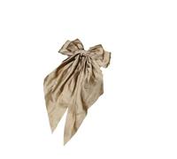Forcina con fiocco in nastro grande in raso, forcina in tinta unita, accessori for capelli(Khaki)