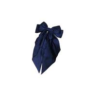 Forcina con fiocco in nastro grande in raso, forcina in tinta unita, accessori for capelli(Navy blue)