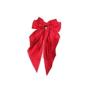 Forcina con fiocco in nastro grande in raso, forcina in tinta unita, accessori for capelli(Red)