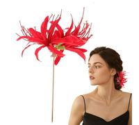 Forcina con giglio di ragno rosso, forcina con rosso - Copricapo vintage con bastoncino di giglio rosso ragno cinese,Accessori per capelli cinesi multifunzionali, forcine per capelli tradizionali asia