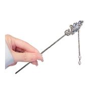 Forcina con Nappa Fermaglio for capelli con nappa, elegante, a doppia farfalla, adatto for donne, perline nere, frangia, accessorio cinese Hanfu(Color-03)