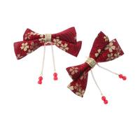 Forcina Fiocco per Chioma 2 Pezzi in Ferro Rosso, Stile Hanfu Decorativa | Fermagli Decorativi Tradizionali Cinesi per Bambina e Ragazza, in Ferro, per Attività e Uso Quotidiano, Rosso