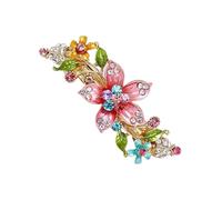 Forcina for capelli brillante dipinta a mano da donna con fermaglio a molla con diamante, fermaglio con una sola parola, accessori for capelli con testa di fiore(Lily pink)