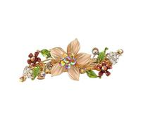 Forcina for capelli brillante dipinta a mano da donna con fermaglio a molla con diamante, fermaglio con una sola parola, accessori for capelli con testa di fiore(Five Champagne)