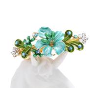 Forcina for capelli brillante dipinta a mano da donna con fermaglio a molla con diamante, fermaglio con una sola parola, accessori for capelli con testa di fiore(Lily blue)