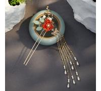 forcina for capelli cinese, bastoncino for capelli, accessori for capelli cinesi Hanfu Forcine for donna Fiore Perla Lunga Nappa