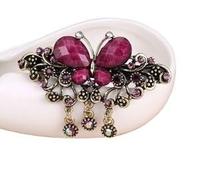 Forcina for capelli con nappa e clip laterale a farfalla vintage con diamanti - Accessori for capelli con strass for donna(Viola)
