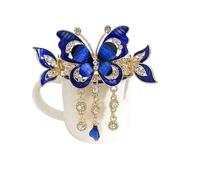 Forcina for capelli con strass in stile etnico, piccola dimensione, orizzontale, con clip a granchio, con fermaglio for capelli con nappa a farfalla(Winered clip)