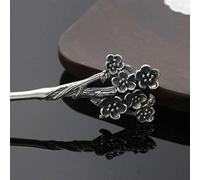 Forcina for capelli vintage, accessori for capelli in argento sterling S925, ramo intagliato 6 bacchette cinesi for capelli con fiori di prugna,