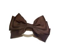 Forcina for capelli vintage in raso a tre strati con fiocco grande e strass - Elegante fermaglio a molla for donna(SolidBrown)