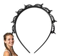 Forcina per acconciatura con doppia frangia - Cerchietto alla moda con clip | Strumento professionale per intrecciare la fascia dentata, pettine dei denti, fascia con clip allegate, fasce intrecciate