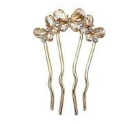 Forcina per capelli - 9,5 x 4,5 cm French Twist per matrimoni, feste con design a forma di U, forchetta con strass a 4 rebbi per donne, ragazze, materiali in lega, spille per lo styling e confezione