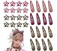 Forcina per capelli a forma di goccia d'acqua e stella a cinque punte, set di fermagli per capelli con stampa leopardata per donna, accessori decorativi per capelli alla moda per tutti i giorni e le