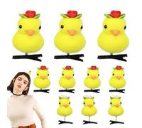 Forcina per capelli a forma di paperella gialla - Set di forcine per capelli in peluche a forma di paperella da 10 pezzi | Forcine per capelli a forma di paperella gialla morbida, divertenti fermagli