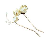 Forcina per capelli a forma di U con fiori di magnolia disegni floreali bastone per capelli per antichi costumi decorazione panini decorazioni per capelli fiore a forma di U