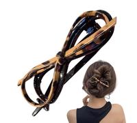 Forcina per capelli con fiocco 2X | Clip creativa a becco d' in pelle cava, fermagli per capelli leopardati, fantastico supporto per coda di cavallo, elegante clip per capelli dritti dolci donne