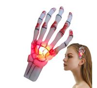 Forcina per capelli con osso a mano, forcina per capelli con mano scheletrica,Copricapo del costume di Halloween | Copricapo per costume illuminato a LED, fermaglio per capelli a mano con teschio per