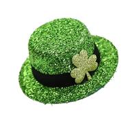 Forcina per cappello trifoglio - PET | Fermagli per capelli verdi per il giorno di San Patrizio | Mini forcine per capelli irlandesi in tessuto Top Hat | Graziosa clip verde glitterata per donne, raga