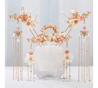 Forcina retrò, Bastoncino for capelli vintage, bastoncino for, set di accessori for cinesi Hanfu con frange lunghe, forcine fiori, bastoncini for fatti a mano for donne, gioielli retrò tradizionali
