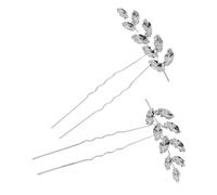 Forcina U a Due Punte con Cristalli, Fermaglio da Sposa | 2 Pezzi, Lega di Zinco Color Argento, per Acconciature Raccolte e Uso Femminile