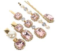 Forcine Bobby Pin con Cristalli Rosa 5 Pezzi in Metallo
