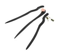 Forcine Cinesi in Legno 3 Pezzi per Chignon Donne Nero | Motivo Bambù Doppio e Fiore, Stile Vintage Orientale, per Look Quotidiani e Occasioni Speciali