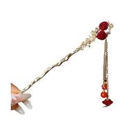 Forcine Con Nappa Accessori for capelli da sposa cinesi con nappa e fiore di rosa, for donne, diademi in metallo dorato perle, gioielli retrò for la testa(Color2)