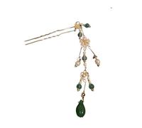 Forcine Con Nappa Fermaglio for capelli con perline verdi e nappe in stile cinese, accessori for da sposa, diademi a forma di U perle, gioielli for chignon ballo, decorazioni for cheongsam