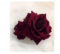 Forcine Con Rose 3 fermagli for capelli con fiori rossi bordeaux di grandi dimensioni for copricapi da sposa, damigelle d'onore e damigella d'onore.(Color 7)