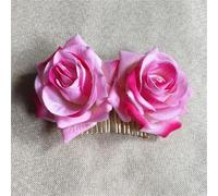Forcine Con Rose 3 fermagli for capelli con fiori rossi bordeaux di grandi dimensioni for copricapi da sposa, damigelle d'onore e damigella d'onore.(Color 5)