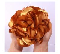 Forcine Con Rose Copricapo con fiori di raso fatti a mano, grandi 19 cm, for passerella e spettacoli sul palco(Gold,With brooches)