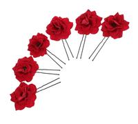 Forcine Decorative 6 Pezzi in Stoffa, Roselline Rosse U | Acconciature Raccolte, Stile Moda per Damigelle e Donne, Festa Serale e Tema Nozze