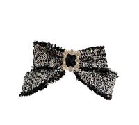 Forcine for capelli con fiocco in tessuto, fermagli for capelli con cristalli di perle for donne, gioielli di lusso fatti a mano, copricapi, accessori for capelli(BLACK)