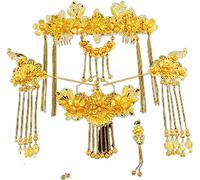 Forcine for capelli da sposa, bastoncini for capelli Hanfu, accessori for capelli tradizionali cinesi Stile Copricapo cinese vintage Copricapo Gioielli for capelli cinesi dorati Corona nuziale Ornamen