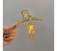 Forcine for capelli da sposa, bastoncini for capelli Hanfu, forcina stile antico Palazzo cinese Lanterna bastoncini for capelli Forchette Copricapo con nappe retrò fiore di loto for le donne G (Colore