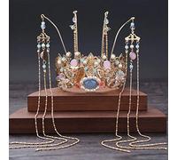 Forcine for capelli da sposa, bastoncini for capelli Hanfu, matrimonio cinese tradizionale abito Hanfu lungo nappa fenice corona perle corone fasce for donne copricapo stile 2