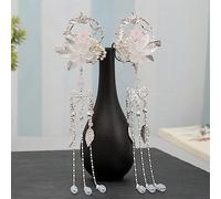 Forcine for capelli da sposa fatte a mano, forcina da sposa, forcine da sposa, stile cinese antico delicato abito Hanfu fiore foglia lunga nappa pendente forcine clip donne fata gioielli for capelli 1