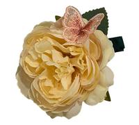 Forcine Forcina for capelli con farfalla ricamata a fiori, elegante forcina anni 2000, forcina for capelli con farfalla, dolce fata, fiore, stoffa Cottagecore(Yellow)